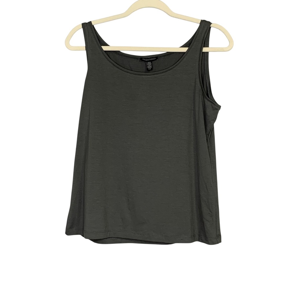 Eileen Fisher Tank Top Women's M/M‎ Gray Scoop Neck Sleeveless Casual Knit